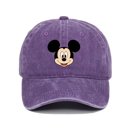 Unisex Vintage Washed Mickey Minnie Print Baseball Cap for Men Women Cartoon Trucker Hat Adjustable Snapback Casual Hip Hop Hat