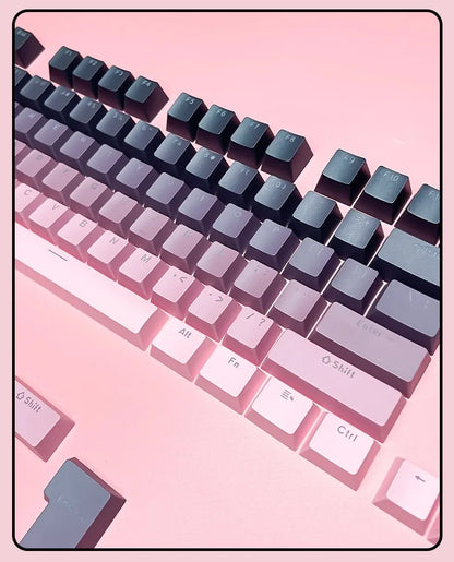 RGB-Gamer-Tastenkappen mit Farbverlauf-Hintergrundbeleuchtung für mechanische Tastaturen mit MX-Switches, OEM-Profil, PBT-Keycaps, Weiß/Blau, ISO-Layout, DIY-Tastenkappen