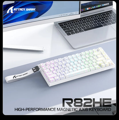 ATTACK SHARK R82 HE Teclado Magnético com Fio 75% RGB 8000Hz Rapid Trigger Atuação de 0.005mm Teclado Gaming