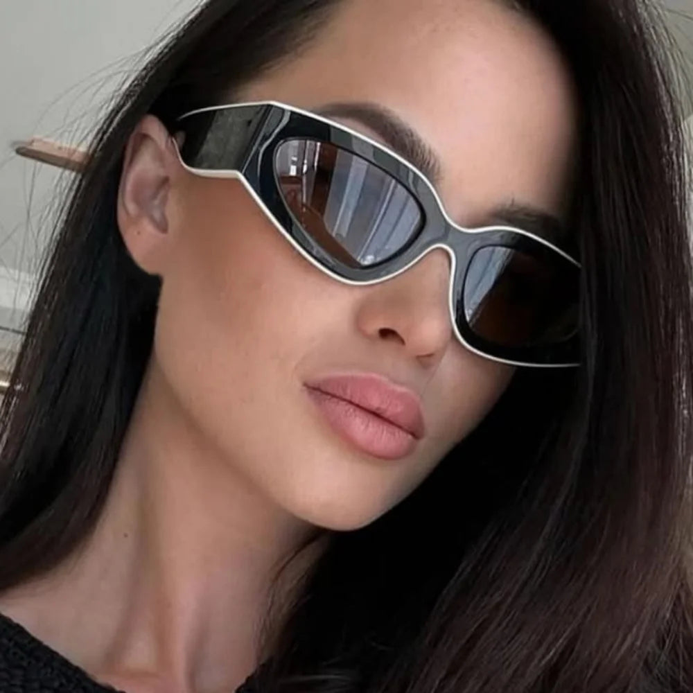 Sluneční brýle ve stylu steampunk Cat Eye pro ženy a muže, černobílé obroučky, módní sluneční brýle, módní retro vintage doplňky, sluneční brýle, brýle