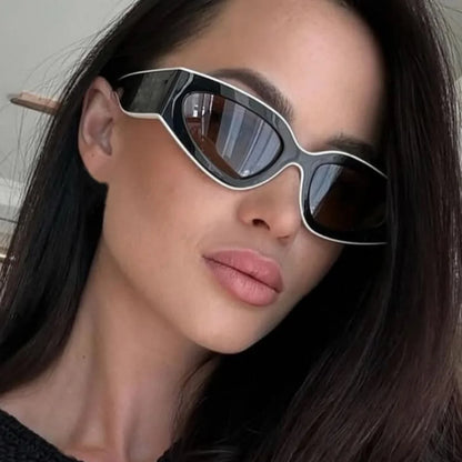 Sluneční brýle ve stylu steampunk Cat Eye pro ženy a muže, černobílé obroučky, módní sluneční brýle, módní retro vintage doplňky, sluneční brýle, brýle