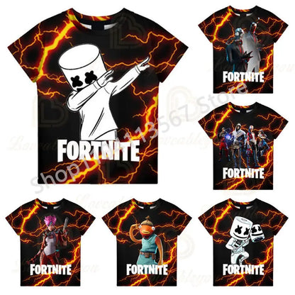 T-shirt de Verão F-Fortnited para Crianças 100-160cm, Promoção Especial, para Meninos, Bebés e Crianças Pequenas, T-shirts Divertidas de Gaming, Moda para Meninas e Meninos, Presente de Aniversário