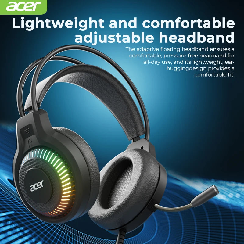 Auricolari gaming cablati RGB con microfono – Cuffie gaming con suono surround a bassa latenza, illuminazione RGB d’effetto, isolamento acustico e vestibilità confortevole