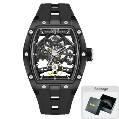 MEGIR MG-2242G Men’s Automatic Mechanical Watch  Skeleton Barrel Case, Luminous Hands & Silicone Strap