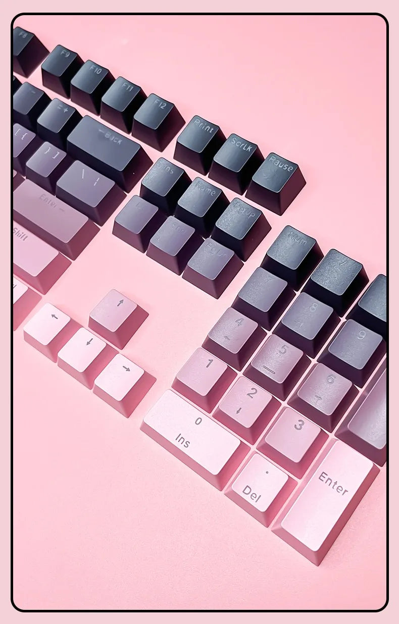RGB-Gamer-Tastenkappen mit Farbverlauf-Hintergrundbeleuchtung für mechanische Tastaturen mit MX-Switches, OEM-Profil, PBT-Keycaps, Weiß/Blau, ISO-Layout, DIY-Tastenkappen