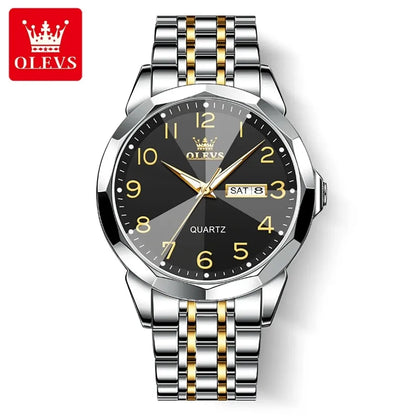 OLEVS 9970 herenhorloge – Elegant model met digitale wijzerplaat, datum- en dagweergave, waterdicht, lichtgevend, quartz – Origineel luxehorloge