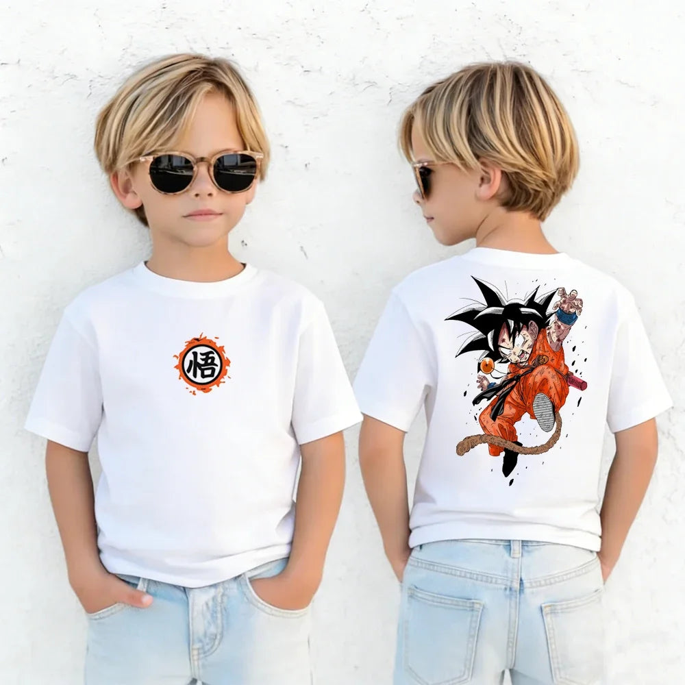 Anime Dragon Ball Cosplay T-Shirt Cotton Short Sleeve Tops Casual Loose Retro T-Shirt Men Women Family Matching Summer Outfits