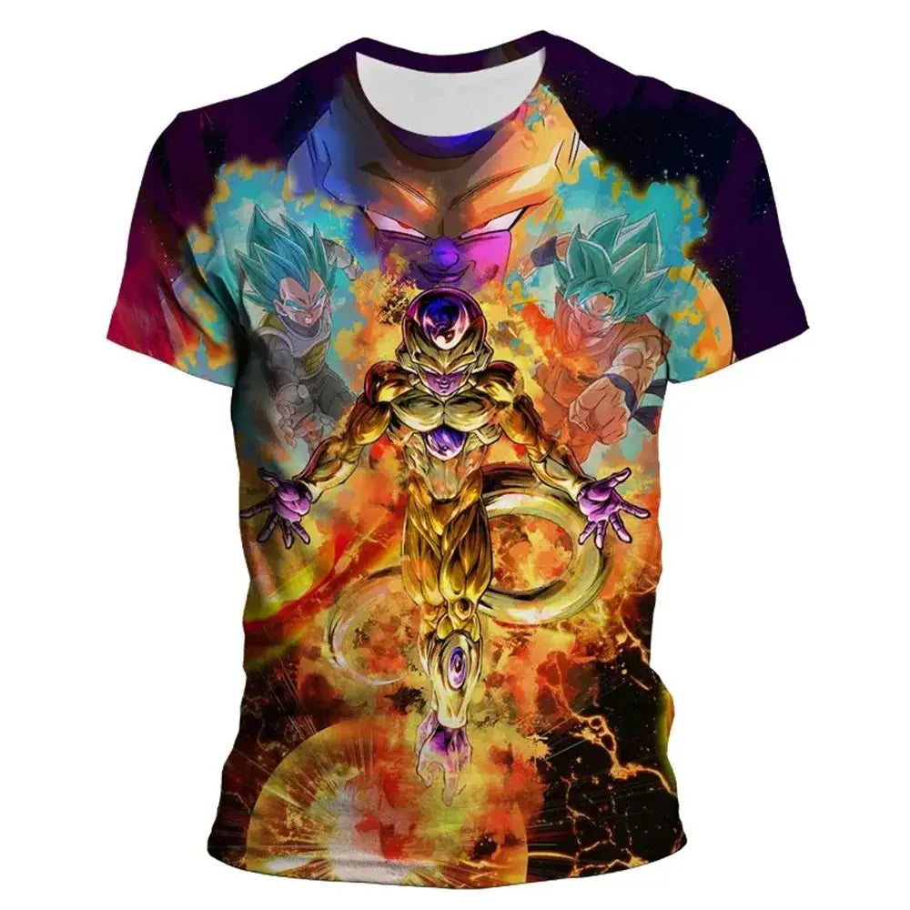 206 Dragon Ball Style Anime Men's 3D Printed T-shirt Summer Fashion Short Sleeved Women's Top New Casual Children's T-shirt
