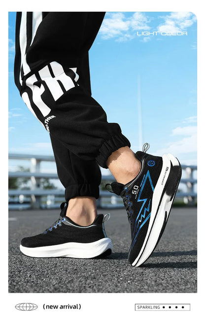Men's Sport Shoes Professional Cushioned Carbon Plate Running Shoes Breathable Lace-up Casual Sneakers Marathon Athletic Footwear
