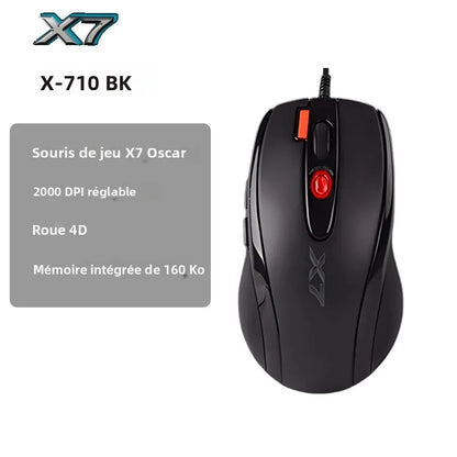 A4TECH X7 X-710BK Oscar žaidimų pelė, 2000DPI, 1000HZ, 4D ratukas, 160K vidinė atmintis, Oscar Mouse Editor, be tvarkyklės