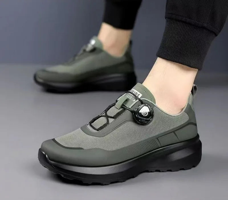 Original New Men Rotating-Button Driving Sneakers Platform Casual Walking Shoes Outdoor Wear-Resistant Running Sports Shoes Plus Size
