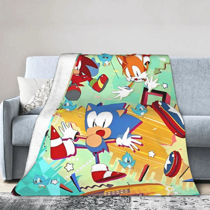 Shadow Game Blanket Soniced Cartoon Flannel Throw Blankets Summer Air Conditioning Decoration Lightweight Bedspreads