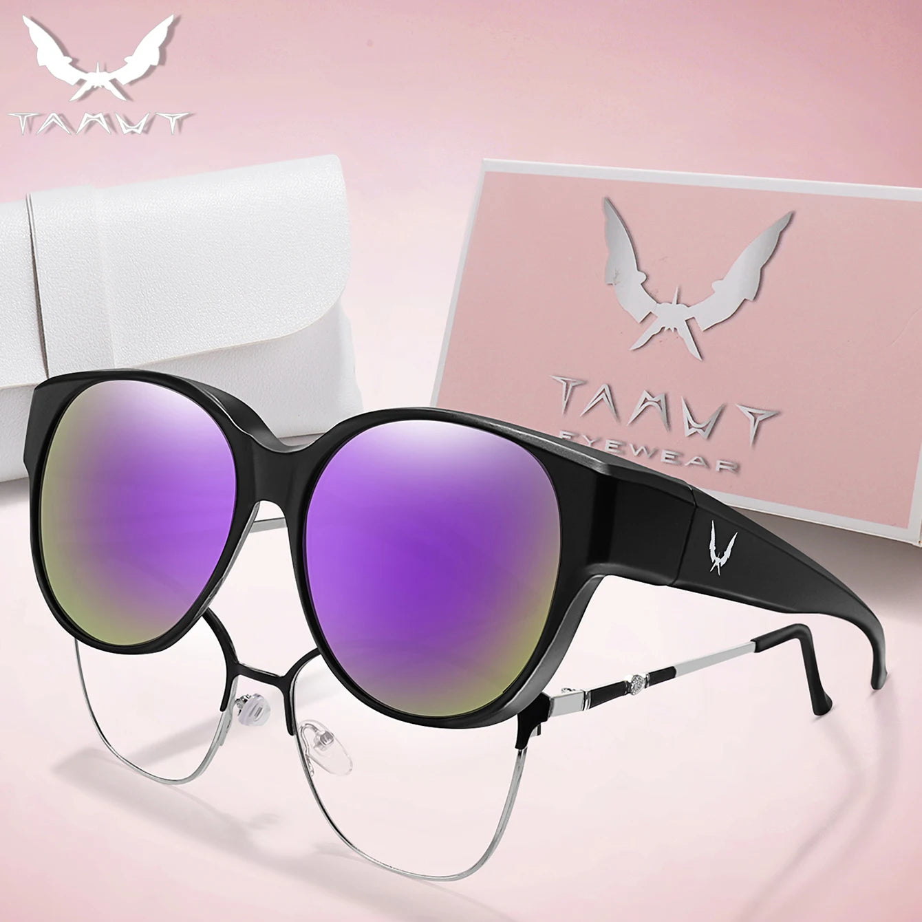 Over Glasses with Box Cover Over Myopia Eyeglasses Unisex Round Shades with UV protection Outdoor Sports Fishing Hiking Cycling