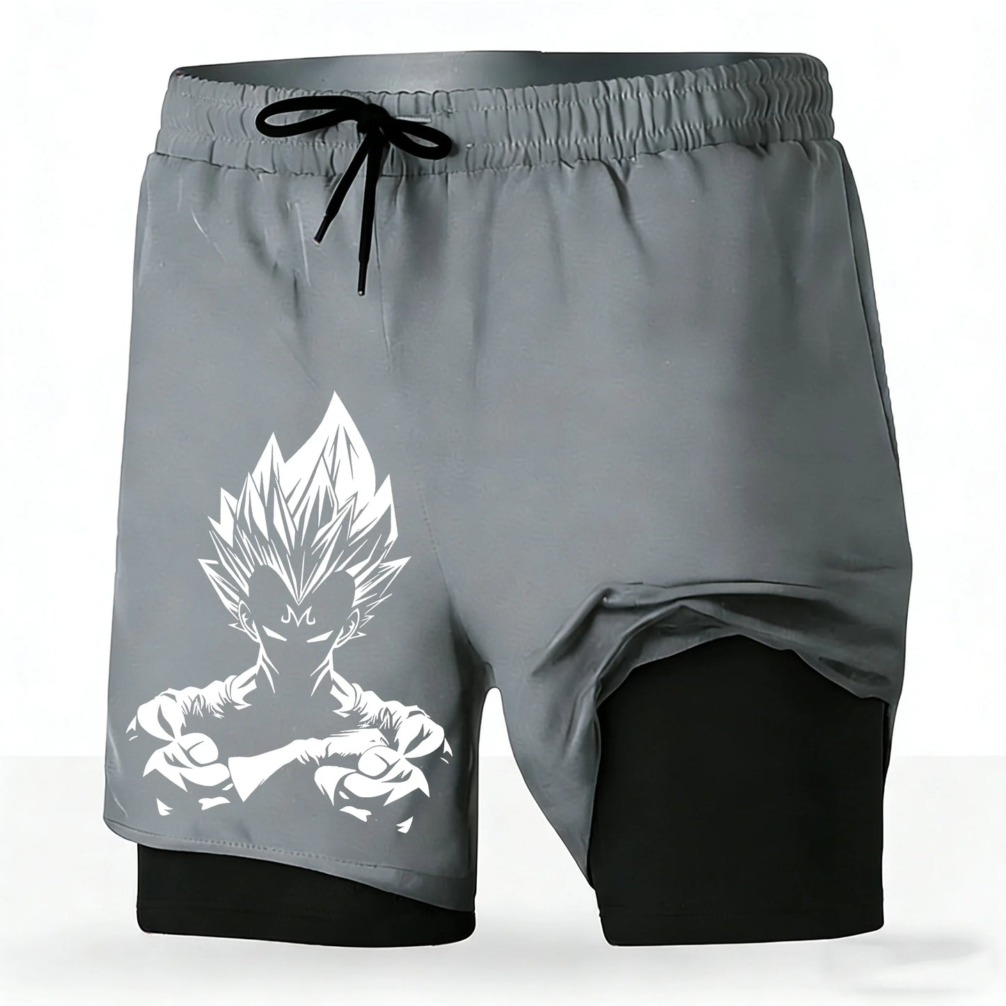 Men's Dragon Ball Anime 2-in-1 Running Shorts Majin Vegeta Print Quick Dry Athletic Workout Shorts 2026 New Unisex