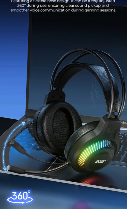 Auricolari gaming cablati RGB con microfono – Cuffie gaming con suono surround a bassa latenza, illuminazione RGB d’effetto, isolamento acustico e vestibilità confortevole