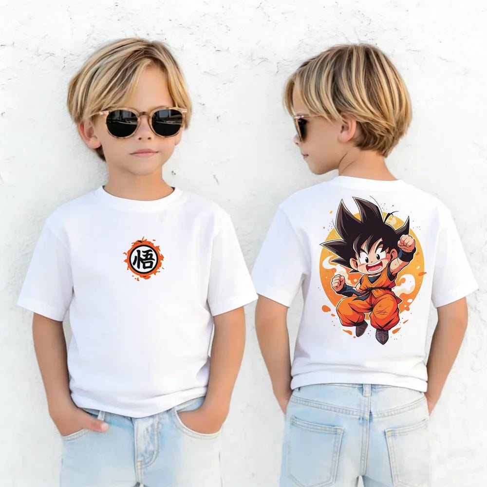 Anime Dragon Ball Cosplay T-Shirt Cotton Short Sleeve Tops Casual Loose Retro T-Shirt Men Women Family Matching Summer Outfits
