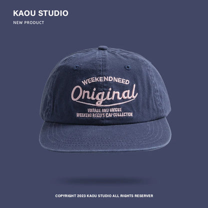 Casquette de baseball printemps-automne à visière souple, brodée, unisexe, style urbain « Street Tide », à visière large et pare-soleil