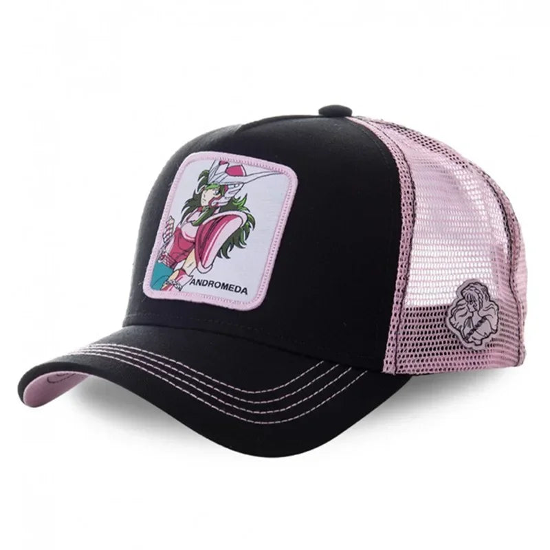 Saint Seiya Bawełniana czapka z daszkiem typu snapback z motywem anime i kreskówek, dla mężczyzn i kobiet, w stylu hip-hopowym, czapka typu trucker z siateczką, dropshipping