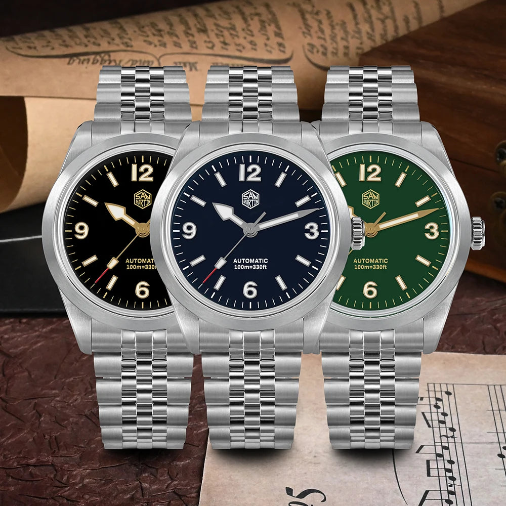 San Martin 38mm Men's Sport Watch Fashion Luxury Explore Climbing Automatic Mechanical Sapphire Waterproof 5 Links Bracelet BGW-9