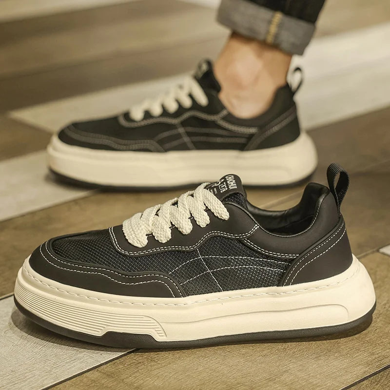 Sneakers da uomo ultraleggere in mesh traspirante 2025, scarpe casual alla moda con suola spessa, comode, con lacci, per la camminata quotidiana