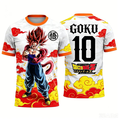 New Dragon Ball Super Saiyan Goku graphic football jersey Summer Sports Dry Quickly Men's T-Shirt Kid's Clothing Tee Y2k Woman