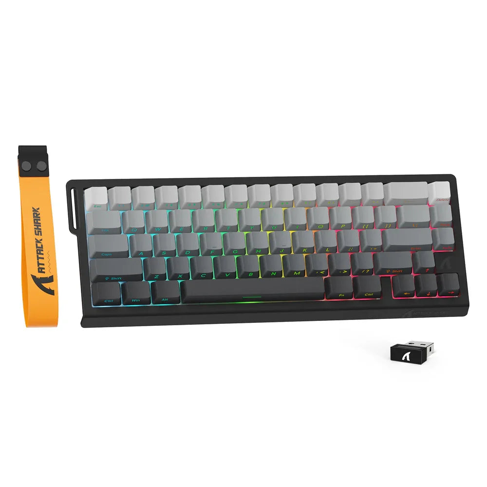 ATTACK SHARK X68PRO HE Wireless Rapid Trigger Gaming Keyboard with Adjustable Actuation,Hot-Swap,RGB Backlit,BT/2.4GHz/Wired