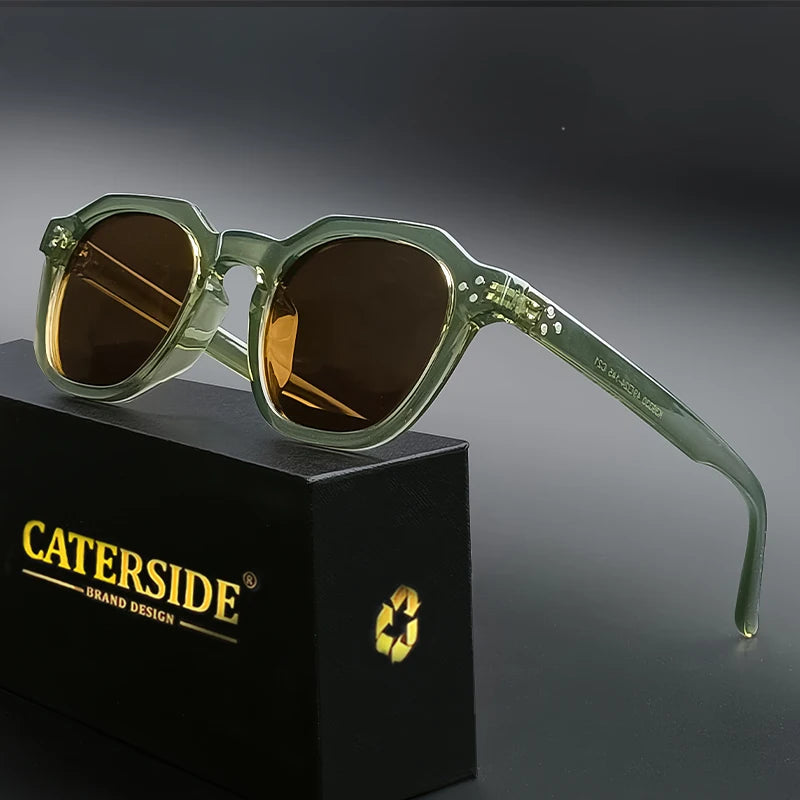 Caterside Nové retro polarizované pánské sluneční brýle s čtvercovým rámem z TR90, dámské sluneční brýle, outdoor, řízení, rybaření, UV400, dárek