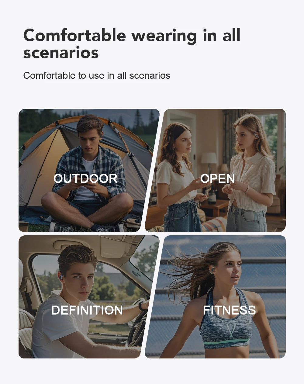 AI MINISO M98 Wireless Headphones OWS Sports Bluetooth Earphones Gaming Headset AI Translator Earbuds APP LCD Touch Screen IPX5