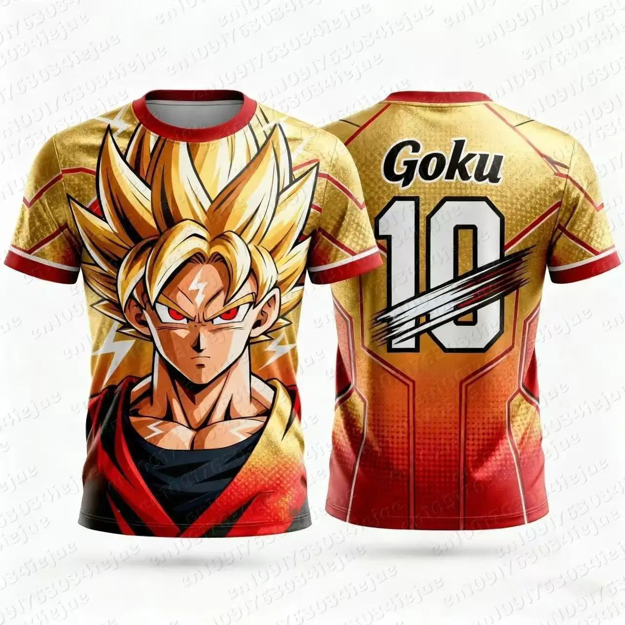 Dragon Ball Son Goku Cartoon Jersey Personality 2D Summer Quick Drying T-shirt Short Sleeve Top Animation Peripheral Wholesale