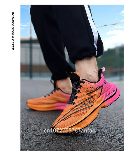 Scarpe da running da uomo con piastra in carbonio, leggere, ultra ammortizzate, traspiranti, da maratona, con assorbimento degli urti e supporto, sneaker sportiva comoda da donna