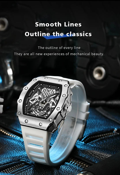 BAOGELA Richard Automatic Mechanical Watch for Men Wrist Watch Luxury Watches with Free Shipping Rubber Strap Reloj Hombre