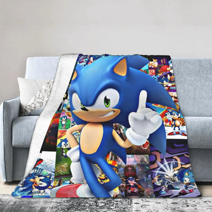 Shadow Game Blanket Soniced Cartoon Flannel Throw Blankets Summer Air Conditioning Decoration Lightweight Bedspreads