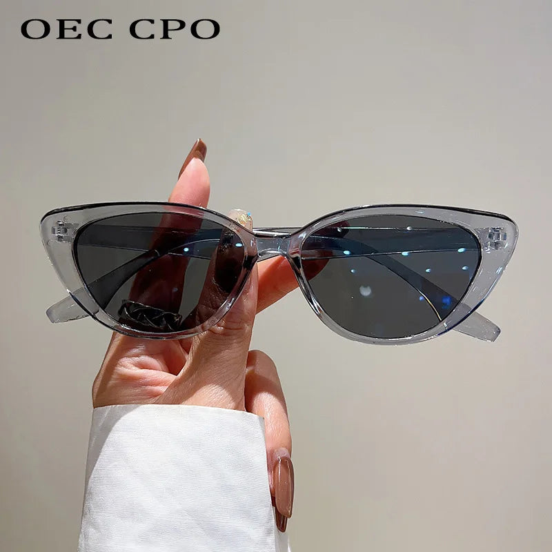 OEC CPO Small Frame Cat Eye Sunglasses Women 2024 Fashion Leopard Color Shades UV400 Sun Glasses Female Trending Eyewear Men