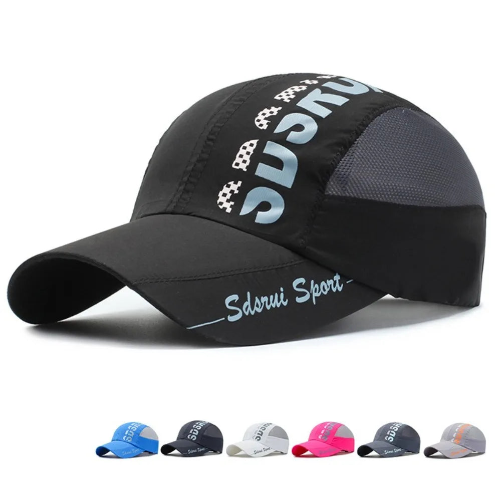 Unisex Wide Brim Mesh Baseball Cap Breathable Quick-drying Peaked Cap Adjustable Hip Hop Hats Outdoor Sports