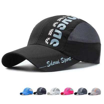 Unisex Wide Brim Mesh Baseball Cap Breathable Quick-drying Peaked Cap Adjustable Hip Hop Hats Outdoor Sports