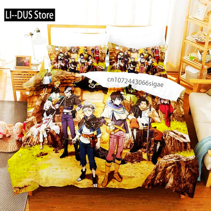 Black Clover Bettwäsche-Set Einzel Doppel Full Queen King Size Anime-Bettbezug-Set für Erwachsene und Jungen 2024 Deckenbezug Kissenbezug