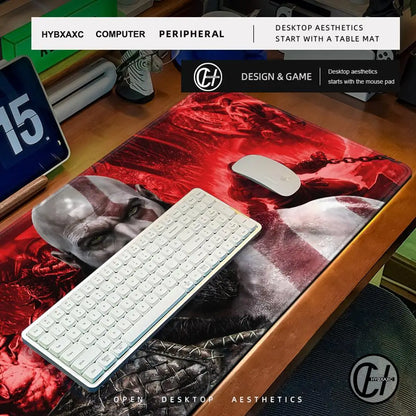 Large Size Mouse Pad God of War Gaming Accessories Keyboard Mausepad Computer Pc Gamer Cabinet Deskmat Anime Rubber HYBXAXC XXL