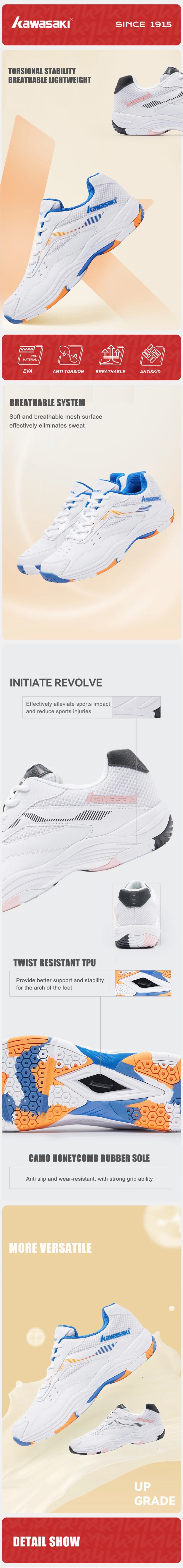Zapatillas de bádminton para hombre de Kawasaki. Zapatillas deportivas profesionales para mujer. Zapatillas transpirables para pista cubierta. K-086
