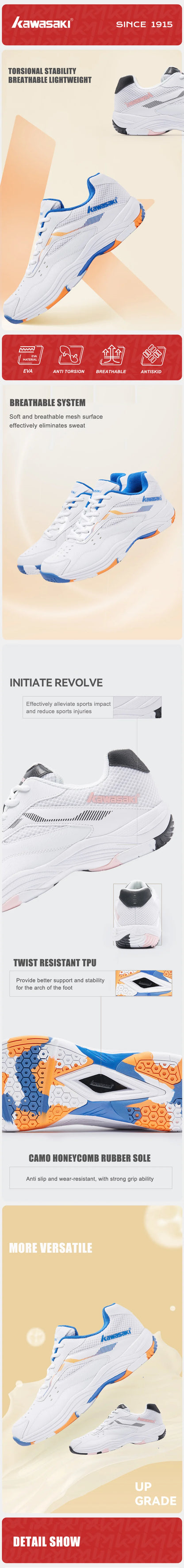 Zapatillas de bádminton para hombre de Kawasaki. Zapatillas deportivas profesionales para mujer. Zapatillas transpirables para pista cubierta. K-086