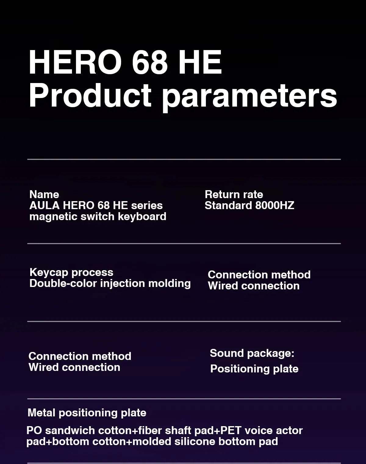AULA HERO 68HE Teclado Mecânico Gaming RGB com Switch Magnético Rapid Trigger Retorno 8K com Fio Teclado Personalizado para Esports