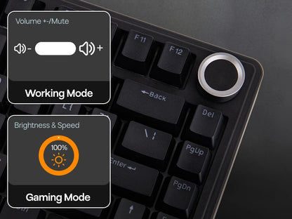 Teclado mecânico EPOMAKER x AULA F75 com fio, 75%, layout ANSI US, gasket, hot-swap, para Mac/WIN/Android, com botão rotativo