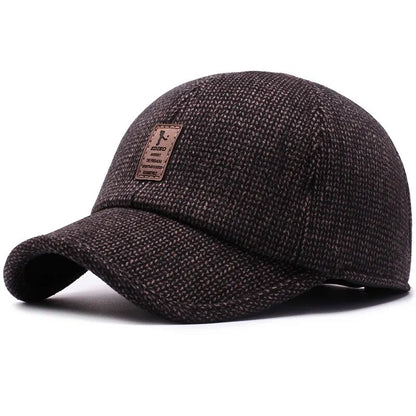 Baseball Cap Woolen Knitted Winter Ear Cover Baseball Cap Men Thicken Warm Hats with Earflaps Sport Golf Hats Snapback