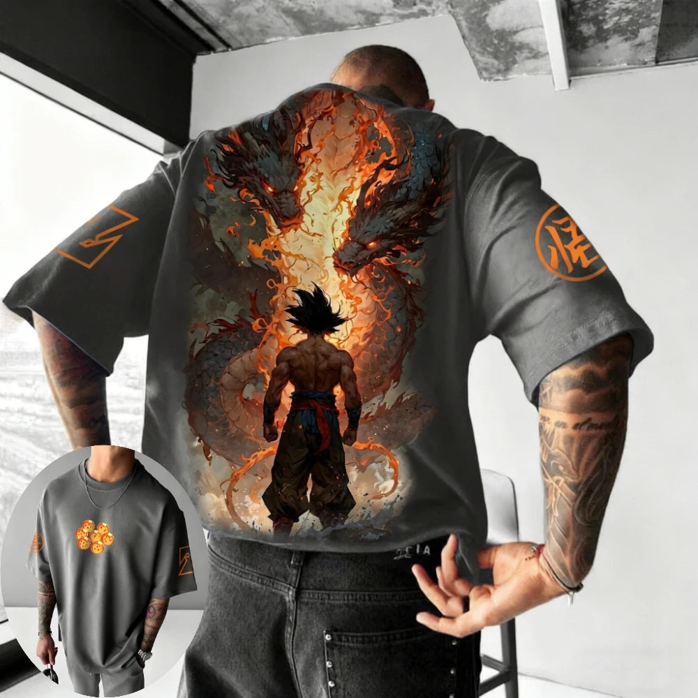 Dragon Ball Men's and Women's T-shirt Son Goku Anime Loose Oversize Tee Summer Spring Boy's Short Sleeves Parent-child Outfits