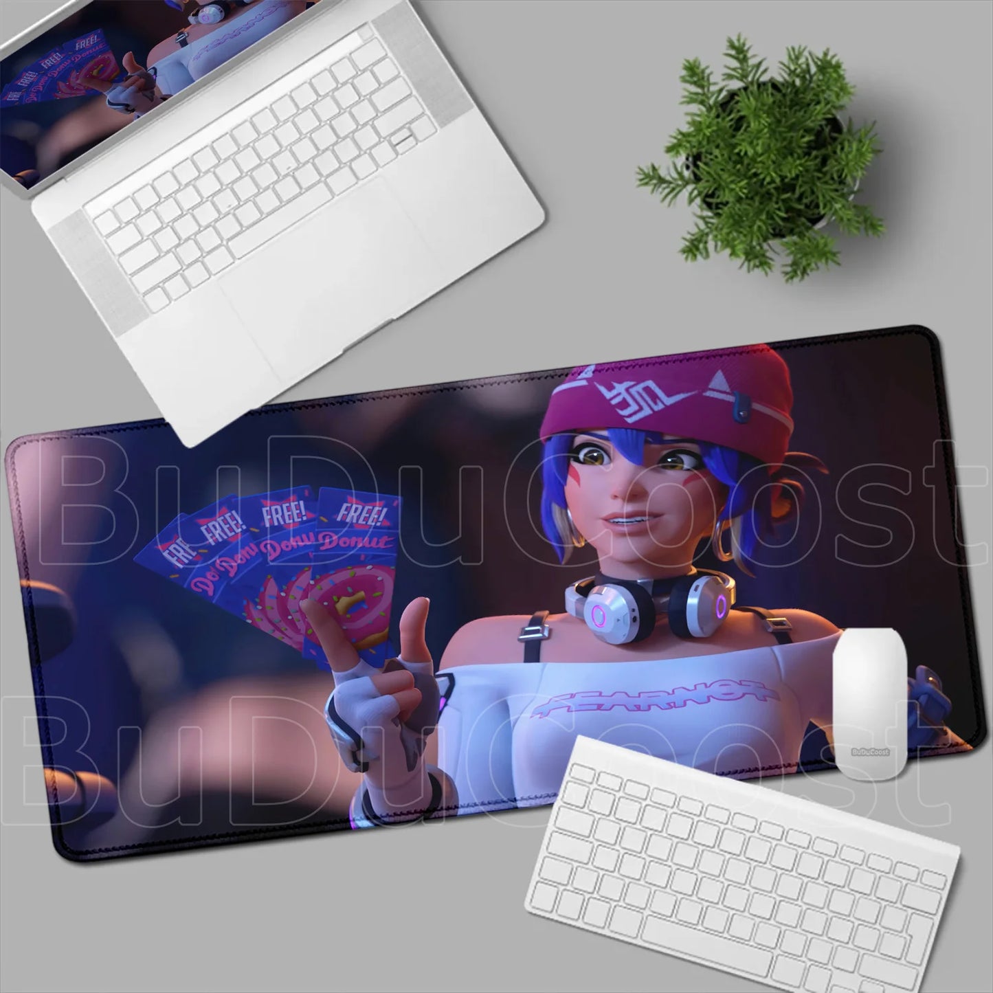 Геймърски пад за мишка Overwatch Anime Girl, голям XXL, HD печат, постелка за компютърна клавиатура, лаптоп и офис, мека гумена подложка за бюро, 900x400 MM
