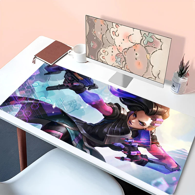 Podkładka pod mysz i laptopa Anime, akcesorium biurowe, podkładka pod klawiaturę PC, gumowa podkładka pod kubek, miękka duża mata pod mysz Overwatch Sombra na biurko