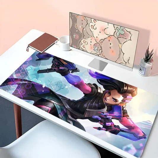 Tappetino per mouse laptop anime, accessorio da ufficio, tappetino per tastiera PC, sottobicchiere in gomma, tappetino mouse morbido grande Overwatch Sombra per scrivania