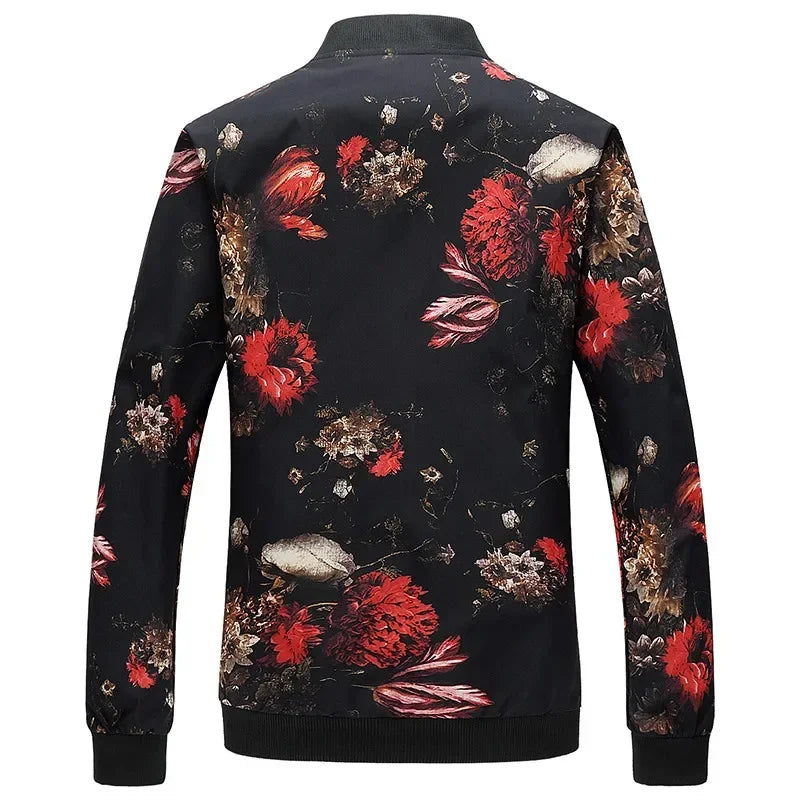 Spring and Autumn Men's Flower Jacket, Large Size Urban Casual Jacket, Multicolor Available