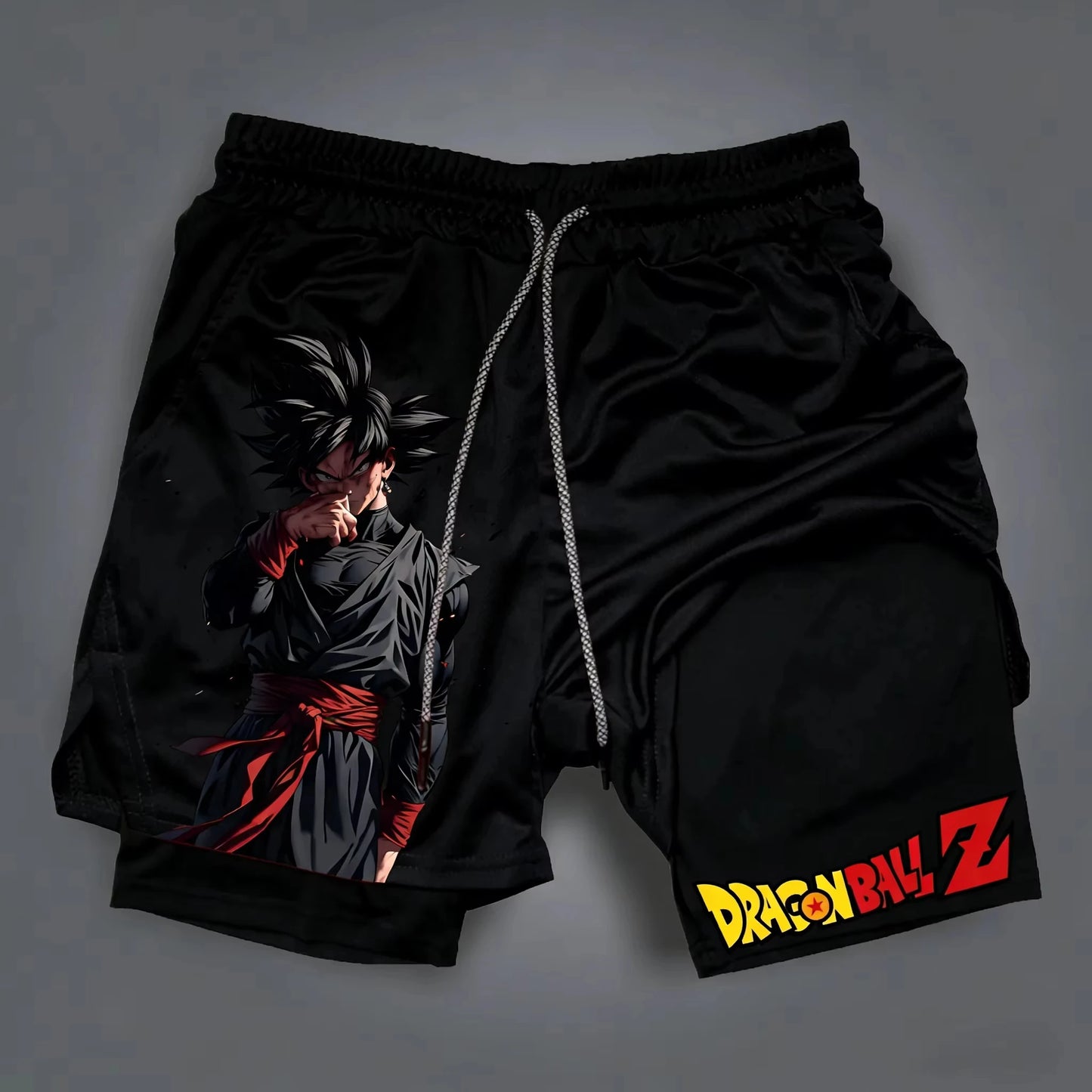 Fashion Dragon Anime GOKU Peripheral Printed Double Layer Shorts Latest Spring and Summer Sports Men's Loose Breathable Pants