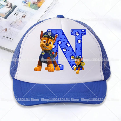 Casquettes de baseball en maille PAW Patrol : Chase, personnage de dessin animé, lettres, pour adultes et enfants, casquettes de sport, anime, été, protection solaire, visière, cadeau pour garçon et fille