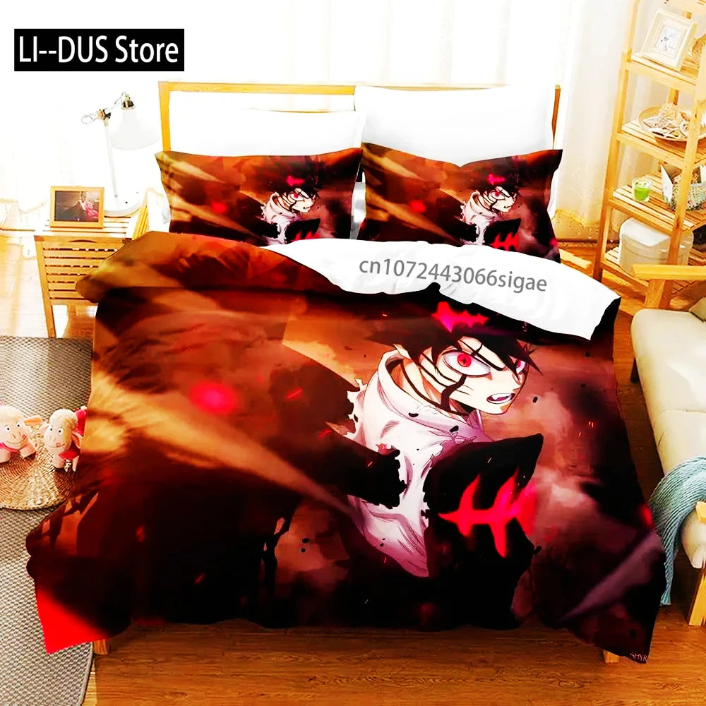 Black Clover Bettwäsche-Set Einzel Doppel Full Queen King Size Anime-Bettbezug-Set für Erwachsene und Jungen 2024 Deckenbezug Kissenbezug